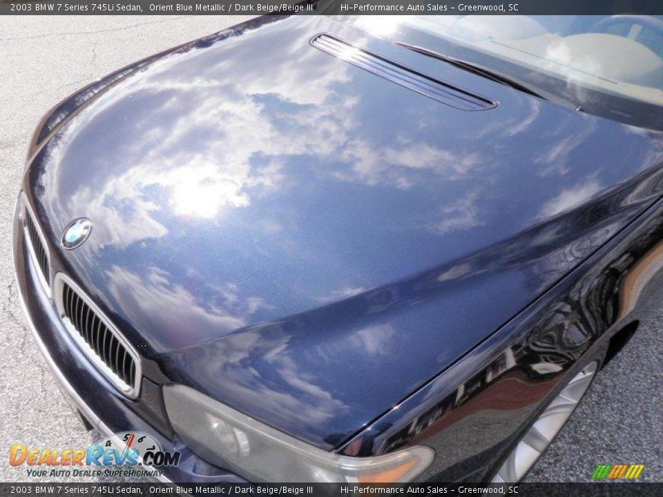 2003 BMW 7 Series 745Li Sedan Orient Blue Metallic / Dark Beige/Beige III Photo #14