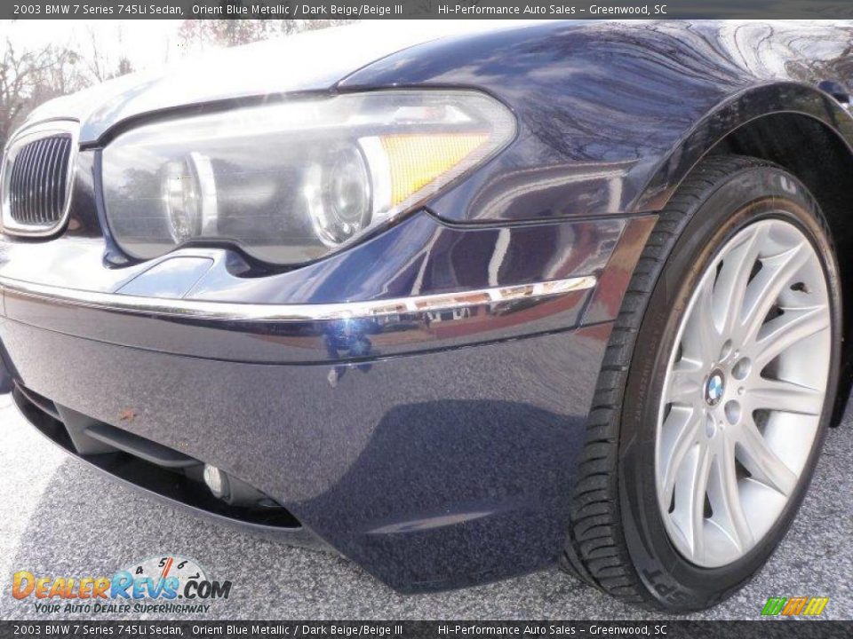 2003 BMW 7 Series 745Li Sedan Orient Blue Metallic / Dark Beige/Beige III Photo #15