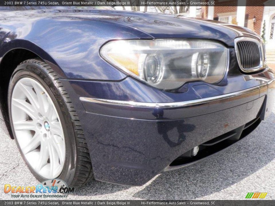 2003 BMW 7 Series 745Li Sedan Orient Blue Metallic / Dark Beige/Beige III Photo #16