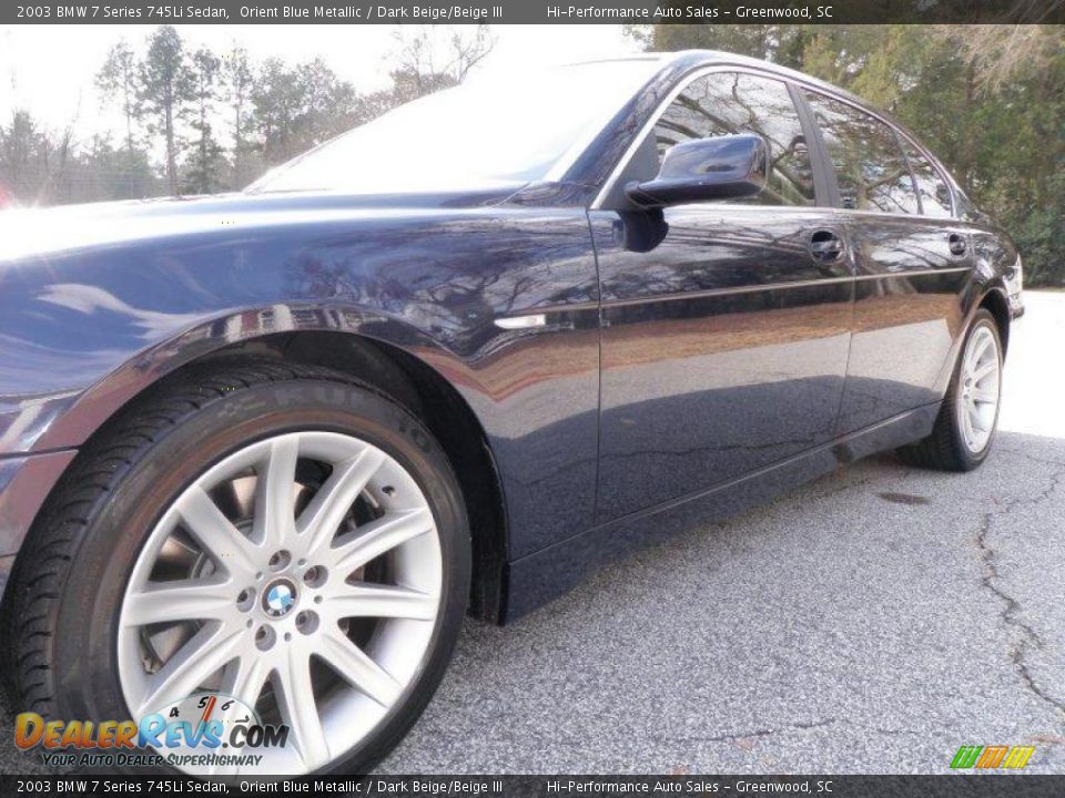 2003 BMW 7 Series 745Li Sedan Orient Blue Metallic / Dark Beige/Beige III Photo #18