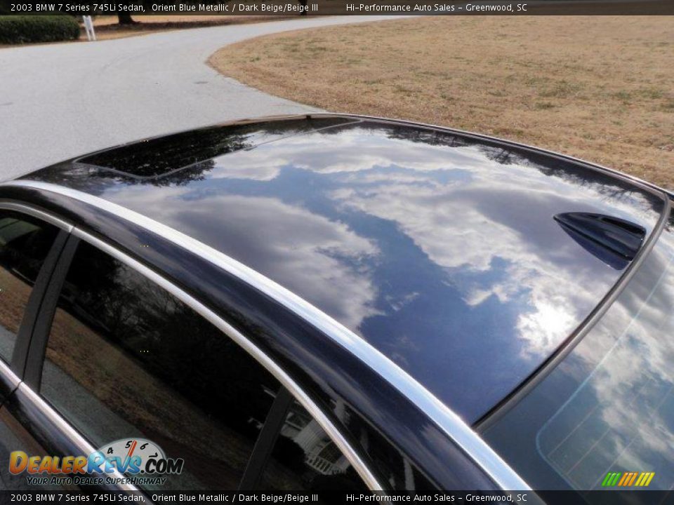 2003 BMW 7 Series 745Li Sedan Orient Blue Metallic / Dark Beige/Beige III Photo #19