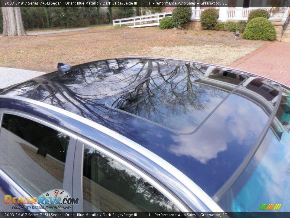 2003 BMW 7 Series 745Li Sedan Orient Blue Metallic / Dark Beige/Beige III Photo #20