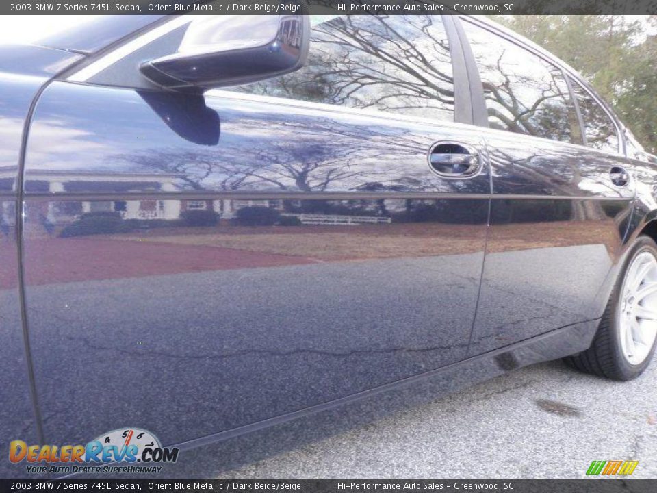 2003 BMW 7 Series 745Li Sedan Orient Blue Metallic / Dark Beige/Beige III Photo #23