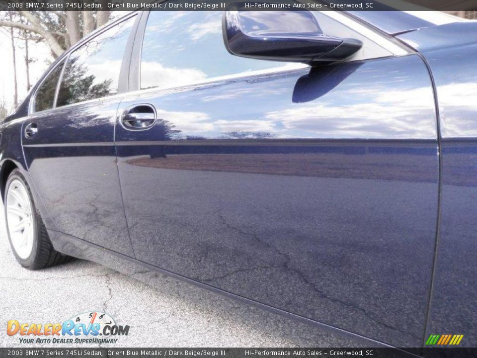 2003 BMW 7 Series 745Li Sedan Orient Blue Metallic / Dark Beige/Beige III Photo #24