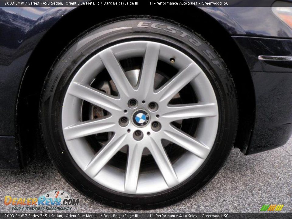 2003 BMW 7 Series 745Li Sedan Orient Blue Metallic / Dark Beige/Beige III Photo #25