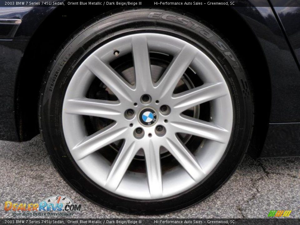 2003 BMW 7 Series 745Li Sedan Orient Blue Metallic / Dark Beige/Beige III Photo #26