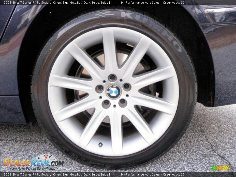 2003 BMW 7 Series 745Li Sedan Orient Blue Metallic / Dark Beige/Beige III Photo #27