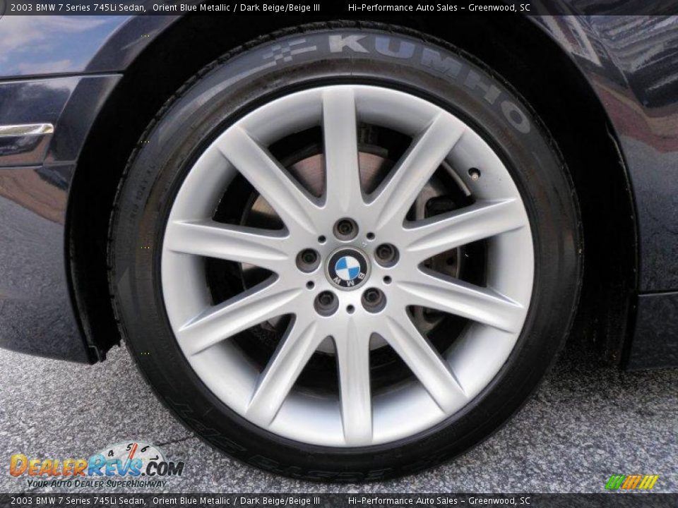 2003 BMW 7 Series 745Li Sedan Orient Blue Metallic / Dark Beige/Beige III Photo #28