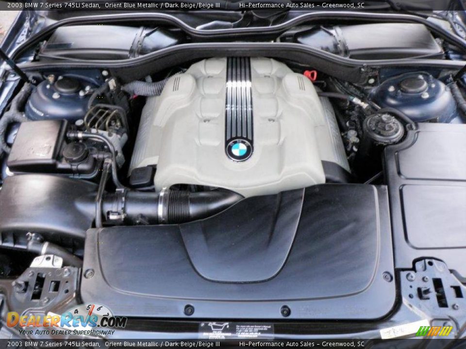 2003 BMW 7 Series 745Li Sedan Orient Blue Metallic / Dark Beige/Beige III Photo #29