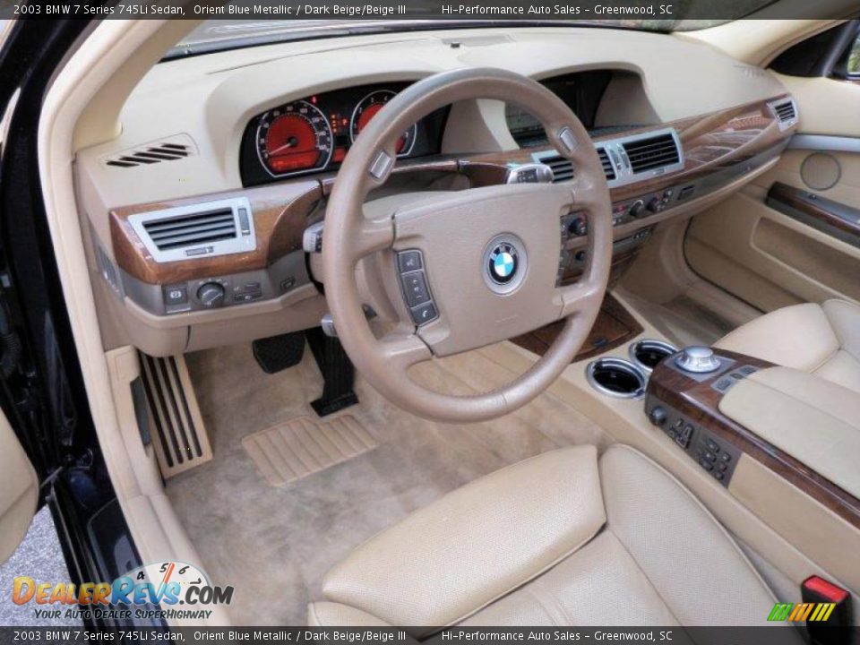2003 BMW 7 Series 745Li Sedan Orient Blue Metallic / Dark Beige/Beige III Photo #31