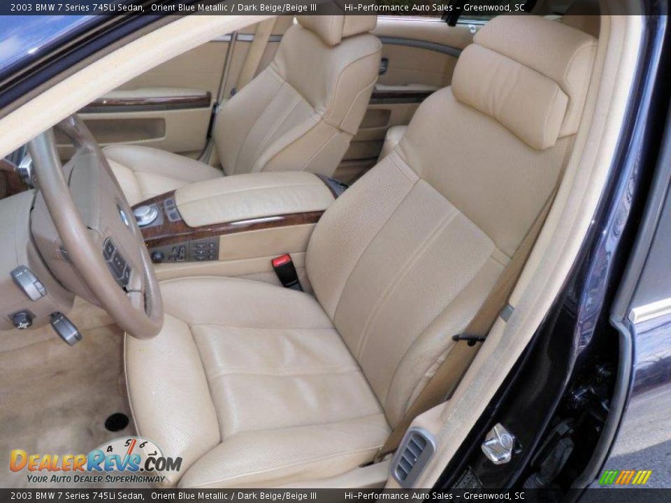 2003 BMW 7 Series 745Li Sedan Orient Blue Metallic / Dark Beige/Beige III Photo #33
