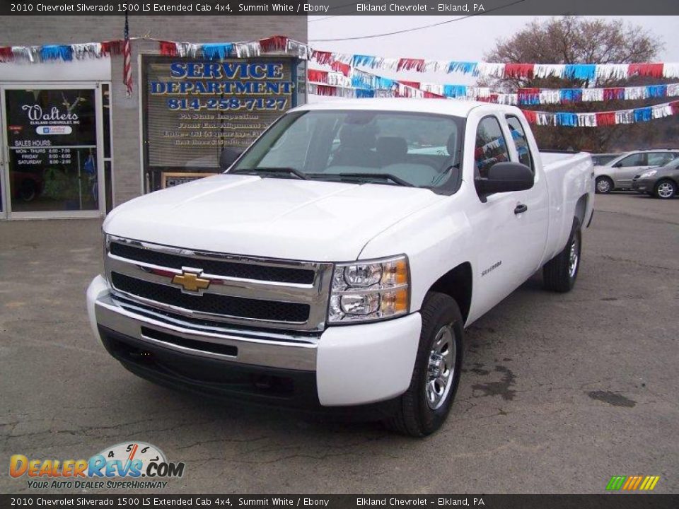 2010 Chevrolet Silverado 1500 LS Extended Cab 4x4 Summit White / Ebony Photo #2