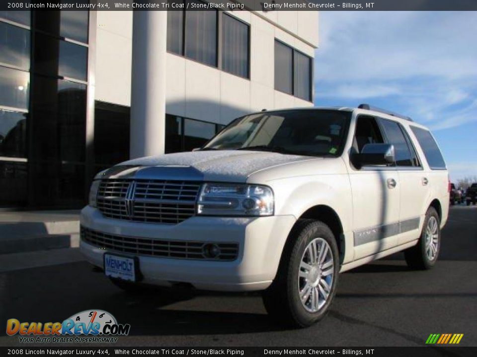 2008 Lincoln Navigator Luxury 4x4 White Chocolate Tri Coat / Stone/Black Piping Photo #2