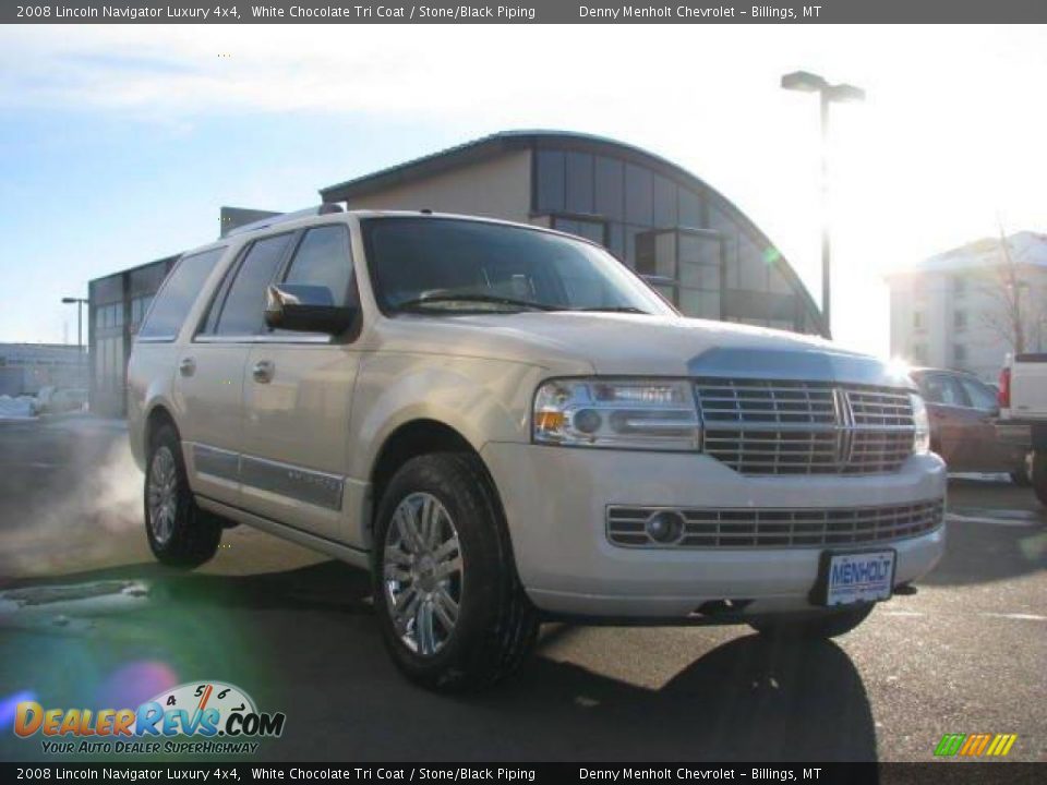 2008 Lincoln Navigator Luxury 4x4 White Chocolate Tri Coat / Stone/Black Piping Photo #3