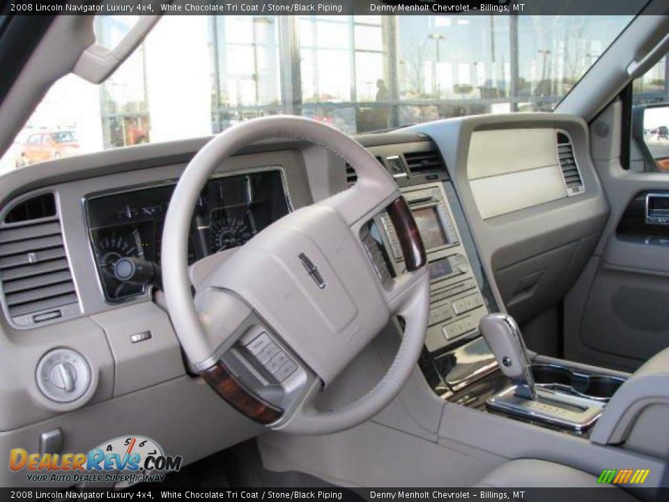 2008 Lincoln Navigator Luxury 4x4 White Chocolate Tri Coat / Stone/Black Piping Photo #12