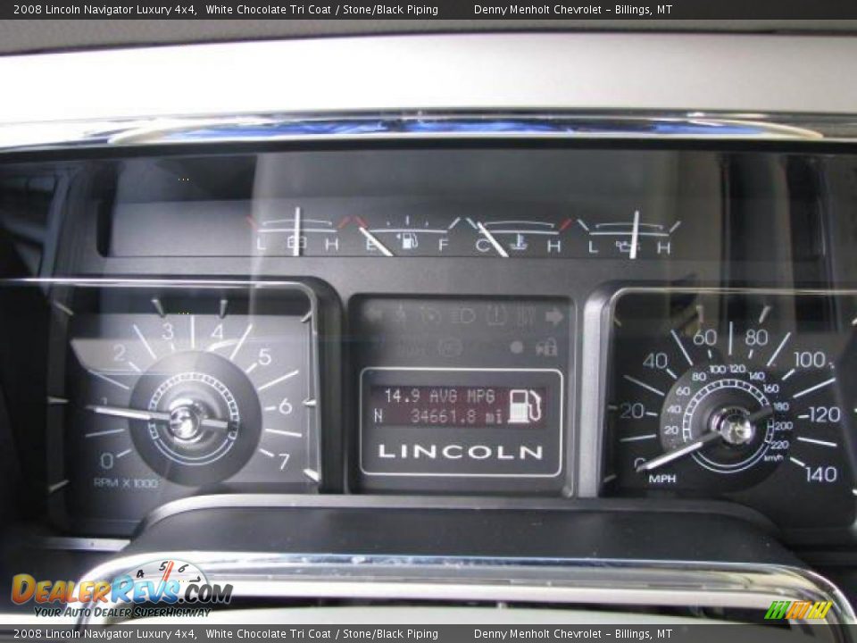 2008 Lincoln Navigator Luxury 4x4 White Chocolate Tri Coat / Stone/Black Piping Photo #17