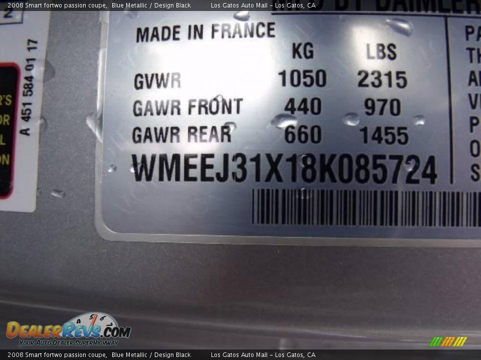 2008 Smart fortwo passion coupe Blue Metallic / Design Black Photo #9