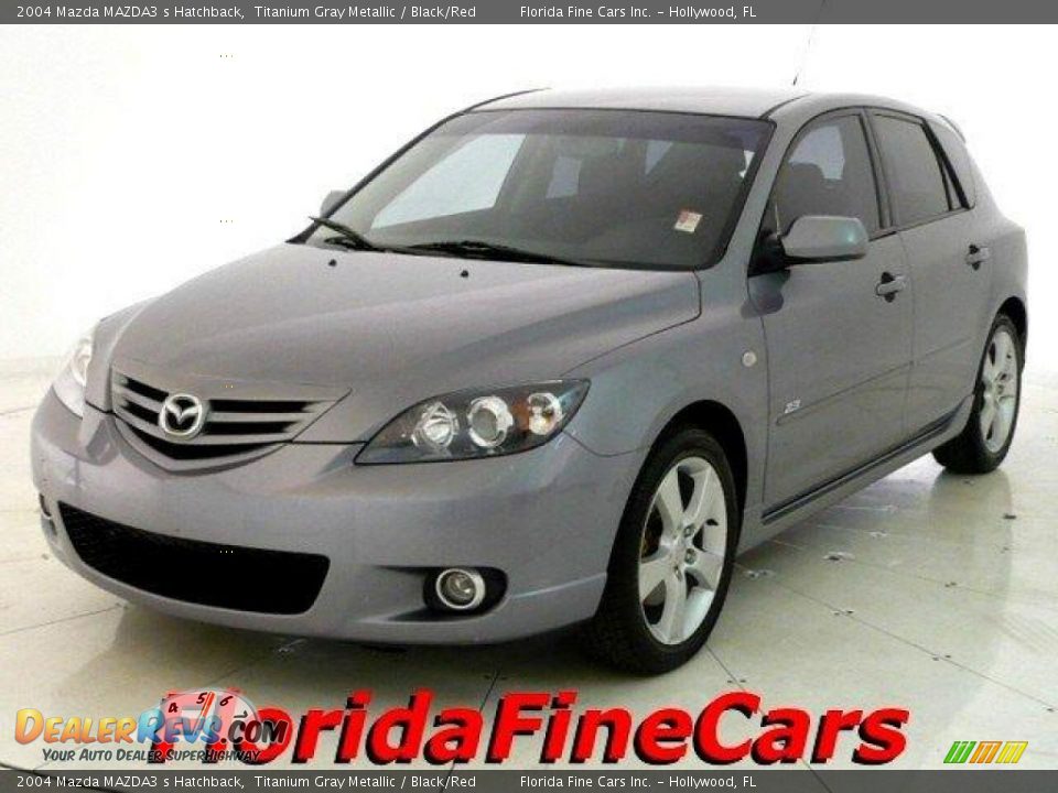 2004 Mazda MAZDA3 s Hatchback Titanium Gray Metallic / Black/Red Photo #1