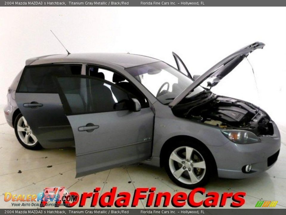 2004 Mazda MAZDA3 s Hatchback Titanium Gray Metallic / Black/Red Photo #7