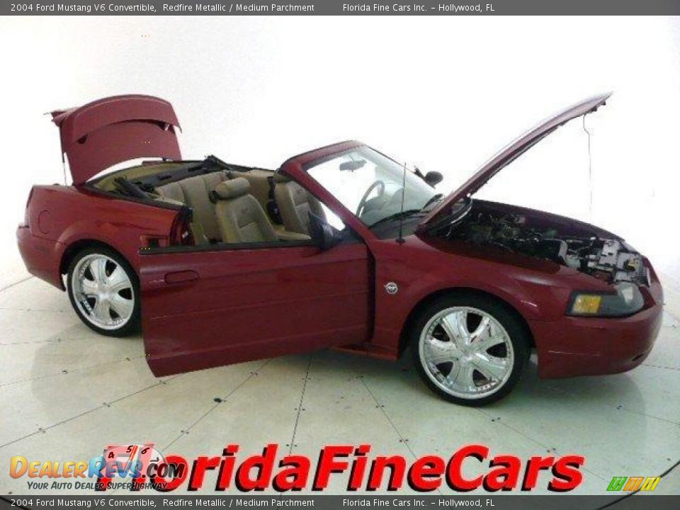 2004 Ford Mustang V6 Convertible Redfire Metallic / Medium Parchment Photo #7