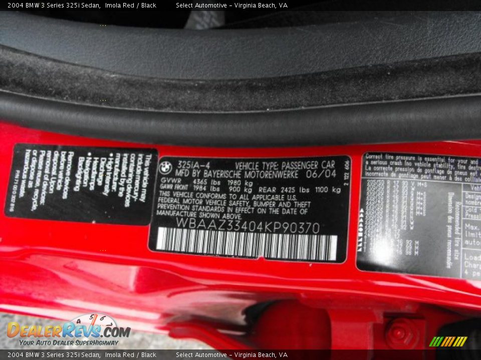2004 BMW 3 Series 325i Sedan Imola Red / Black Photo #22