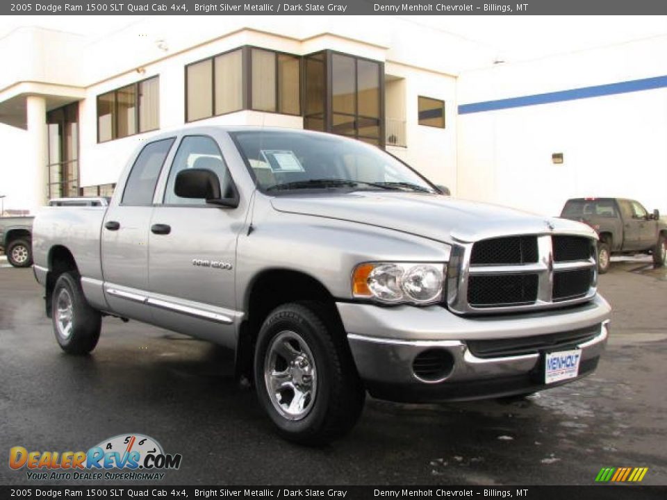 2005 Dodge Ram 1500 SLT Quad Cab 4x4 Bright Silver Metallic / Dark Slate Gray Photo #5