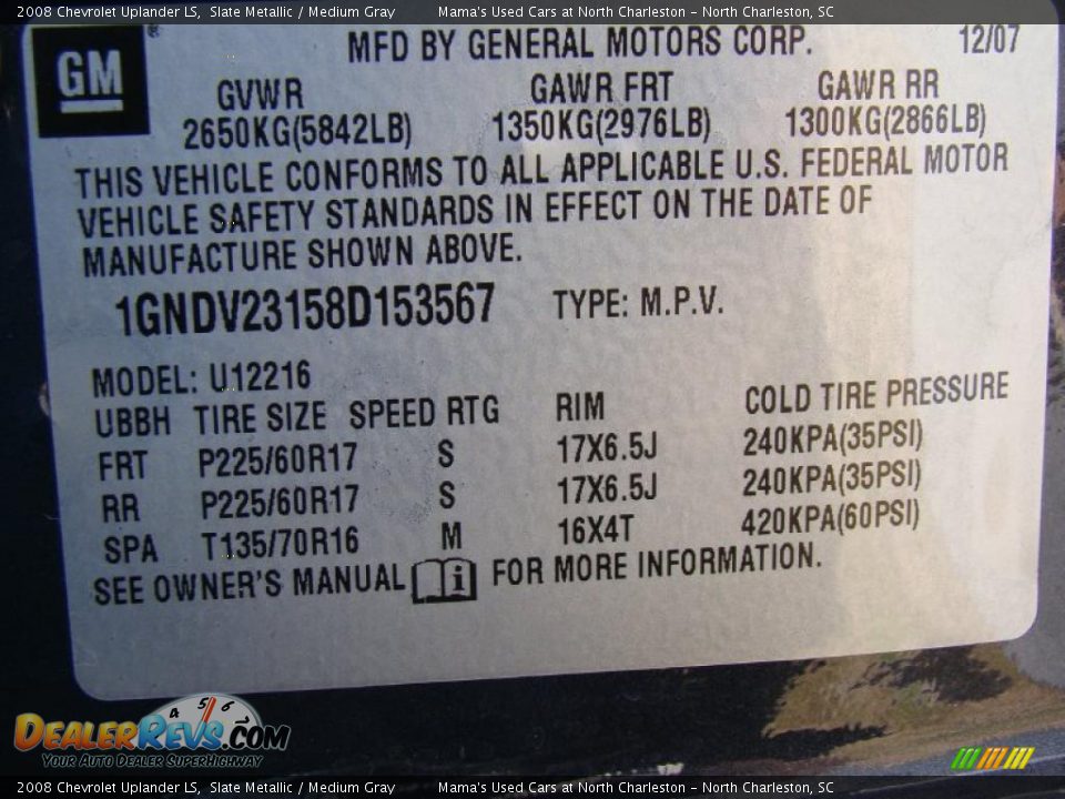 2008 Chevrolet Uplander LS Slate Metallic / Medium Gray Photo #29
