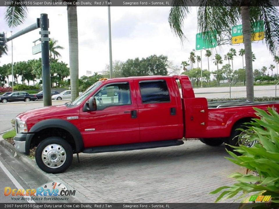 2007 Ford F550 Super Duty Lariat Crew Cab Dually Red / Tan Photo #11