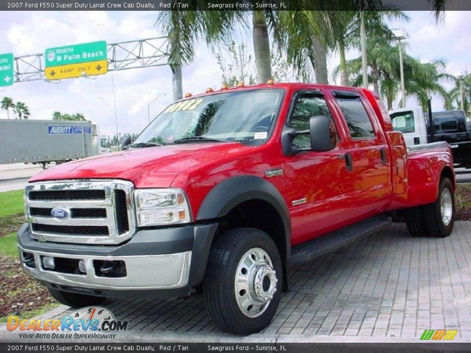 2007 Ford F550 Super Duty Lariat Crew Cab Dually Red / Tan Photo #12