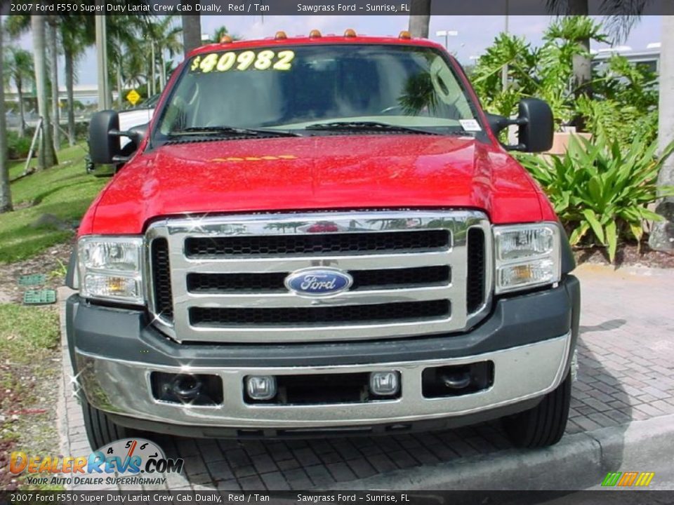 2007 Ford F550 Super Duty Lariat Crew Cab Dually Red / Tan Photo #13