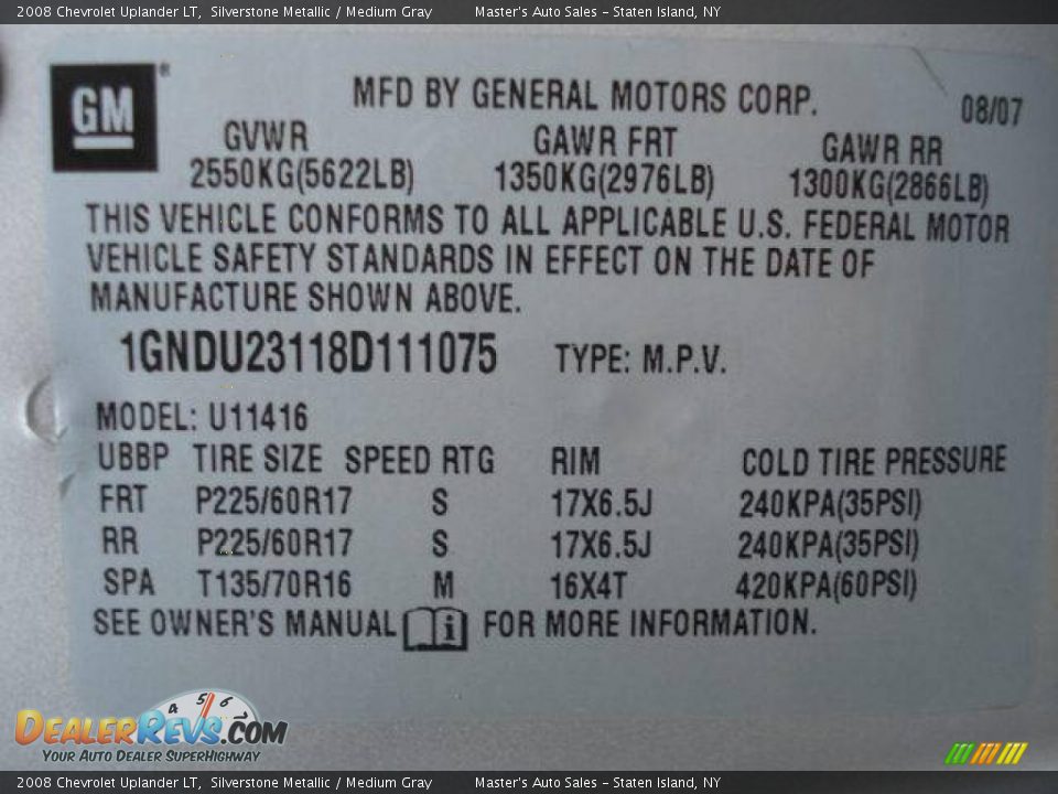 2008 Chevrolet Uplander LT Silverstone Metallic / Medium Gray Photo #12