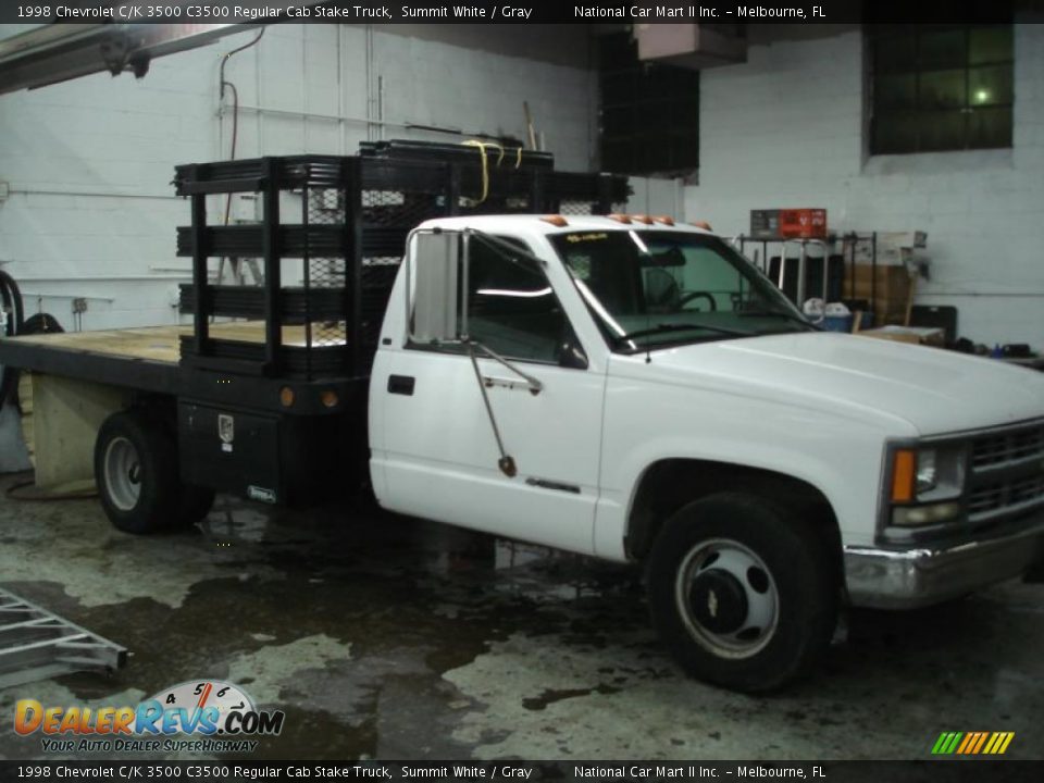 1998 Chevrolet C/K 3500 C3500 Regular Cab Stake Truck Summit White / Gray Photo #3