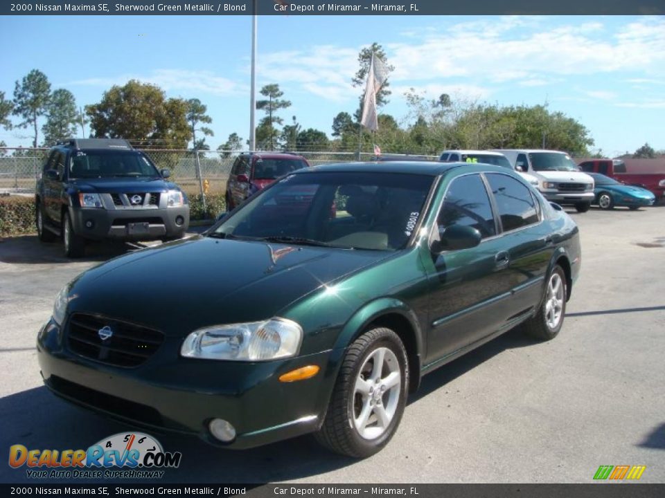 2000 Nissan Maxima SE Sherwood Green Metallic / Blond Photo #7