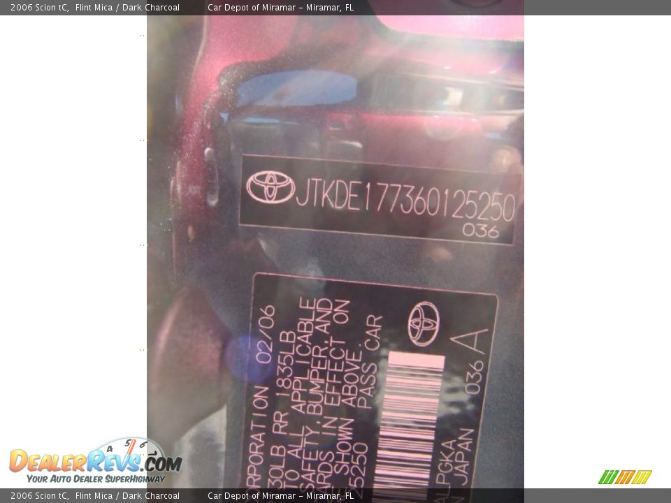 2006 Scion tC Flint Mica / Dark Charcoal Photo #18