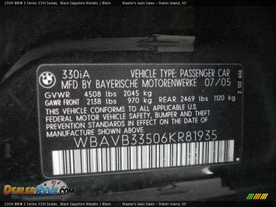 2006 BMW 3 Series 330i Sedan Black Sapphire Metallic / Black Photo #18