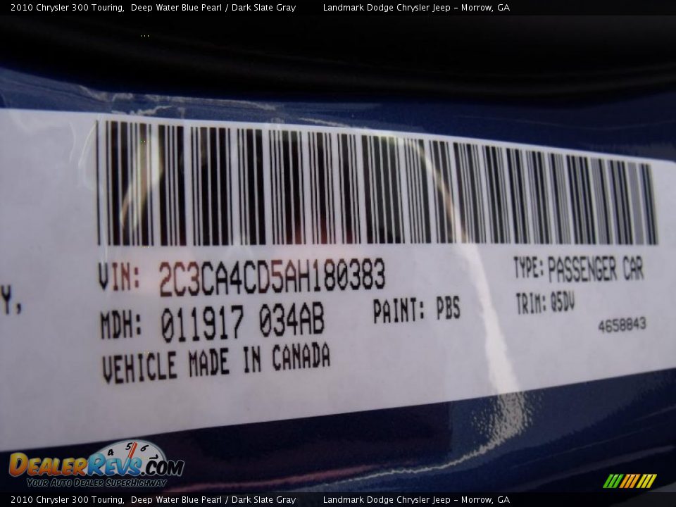 2010 Chrysler 300 Touring Deep Water Blue Pearl / Dark Slate Gray Photo #14