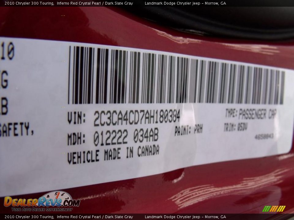 2010 Chrysler 300 Touring Inferno Red Crystal Pearl / Dark Slate Gray Photo #15