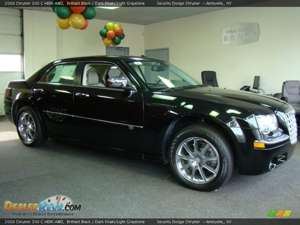 2009 Chrysler 300 C HEMI AWD Brilliant Black / Dark Khaki/Light Graystone Photo #3