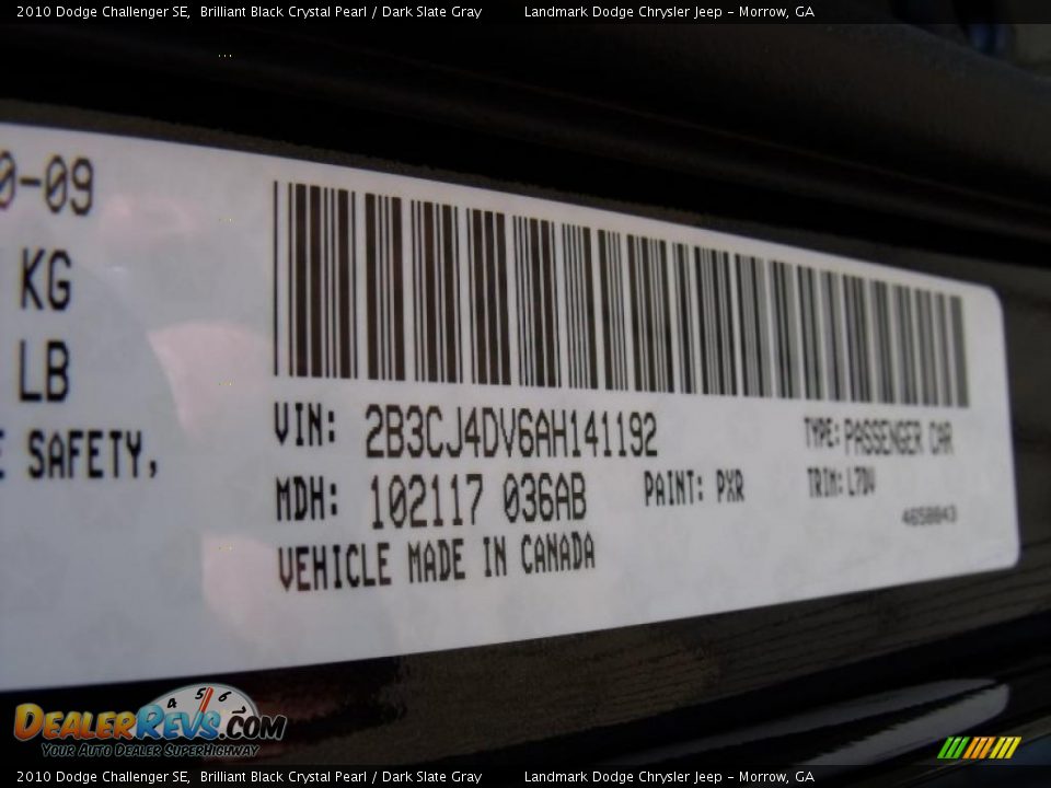 2010 Dodge Challenger SE Brilliant Black Crystal Pearl / Dark Slate Gray Photo #13