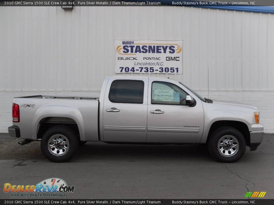 2010 GMC Sierra 1500 SLE Crew Cab 4x4 Pure Silver Metallic / Dark Titanium/Light Titanium Photo #1