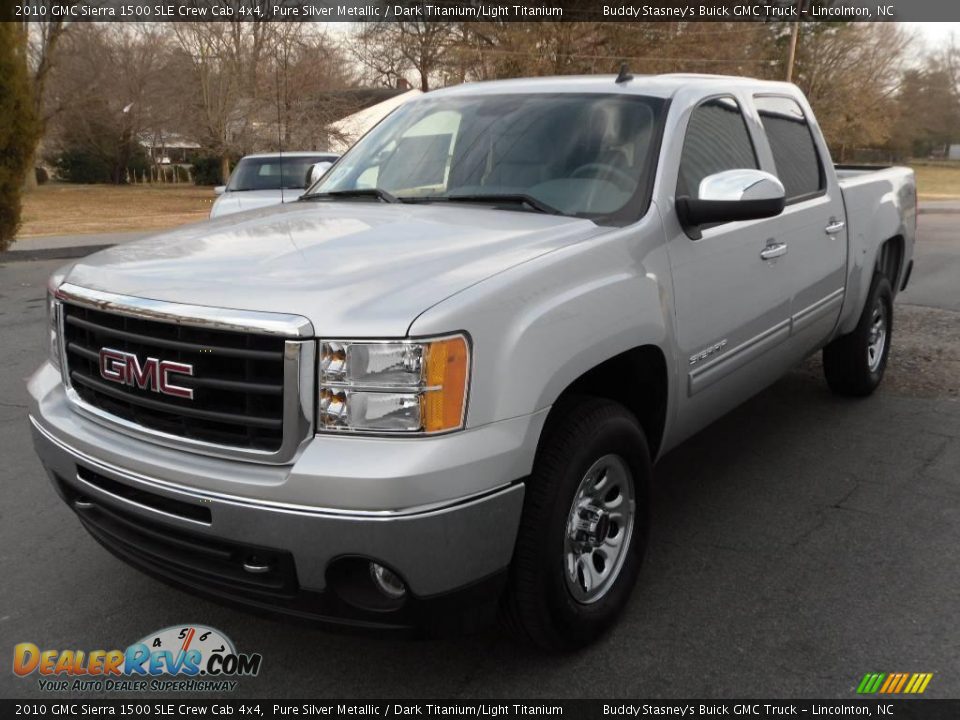 2010 GMC Sierra 1500 SLE Crew Cab 4x4 Pure Silver Metallic / Dark Titanium/Light Titanium Photo #2