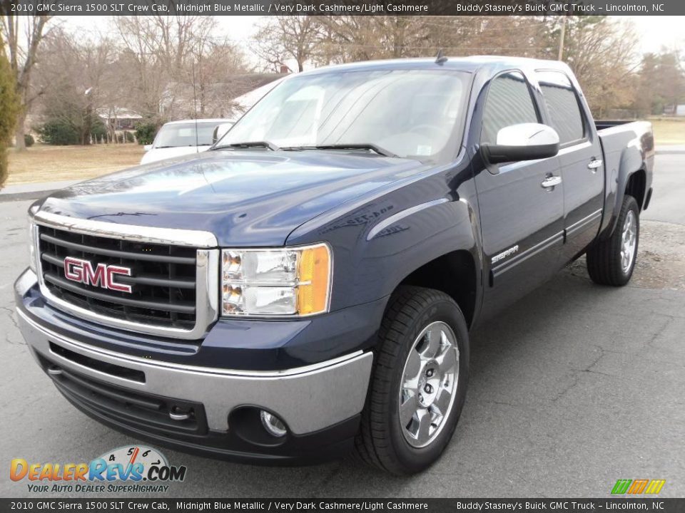 2010 GMC Sierra 1500 SLT Crew Cab Midnight Blue Metallic / Very Dark Cashmere/Light Cashmere Photo #2