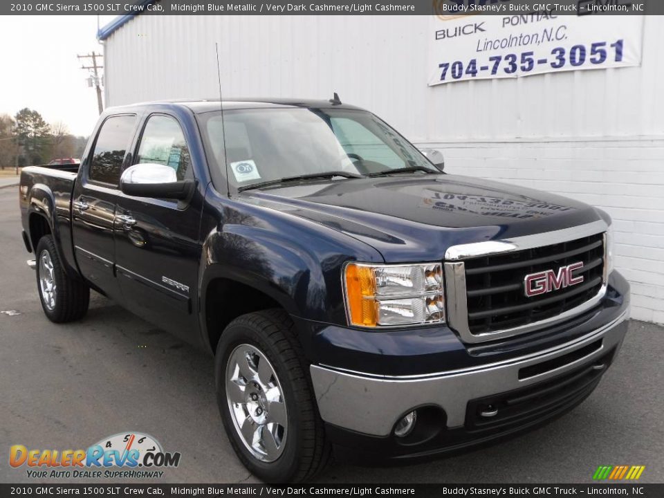 2010 GMC Sierra 1500 SLT Crew Cab Midnight Blue Metallic / Very Dark Cashmere/Light Cashmere Photo #6