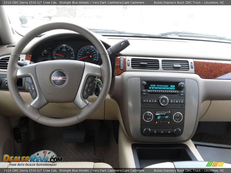 2010 GMC Sierra 1500 SLT Crew Cab Midnight Blue Metallic / Very Dark Cashmere/Light Cashmere Photo #13