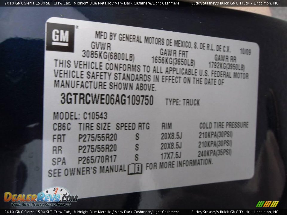 2010 GMC Sierra 1500 SLT Crew Cab Midnight Blue Metallic / Very Dark Cashmere/Light Cashmere Photo #26