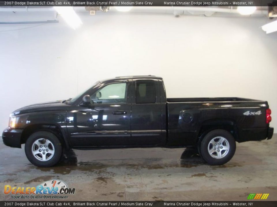 2007 Dodge Dakota SLT Club Cab 4x4 Brilliant Black Crystal Pearl / Medium Slate Gray Photo #7