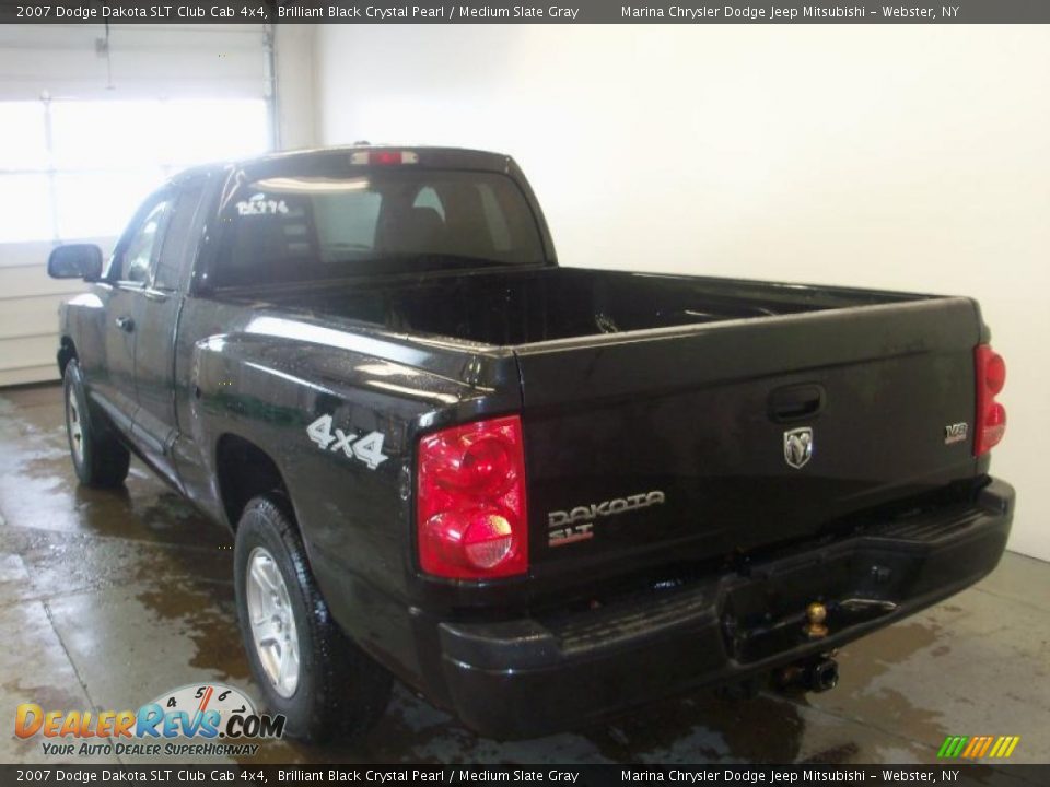 2007 Dodge Dakota SLT Club Cab 4x4 Brilliant Black Crystal Pearl / Medium Slate Gray Photo #8
