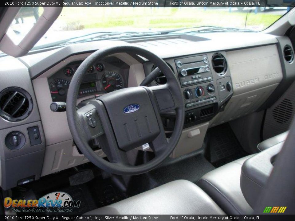 2010 Ford F250 Super Duty XL Regular Cab 4x4 Ingot Silver Metallic / Medium Stone Photo #6