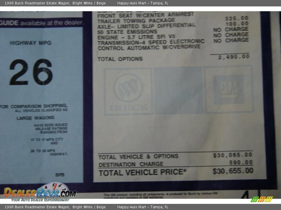 1996 Buick Roadmaster Estate Wagon Bright White / Beige Photo #29