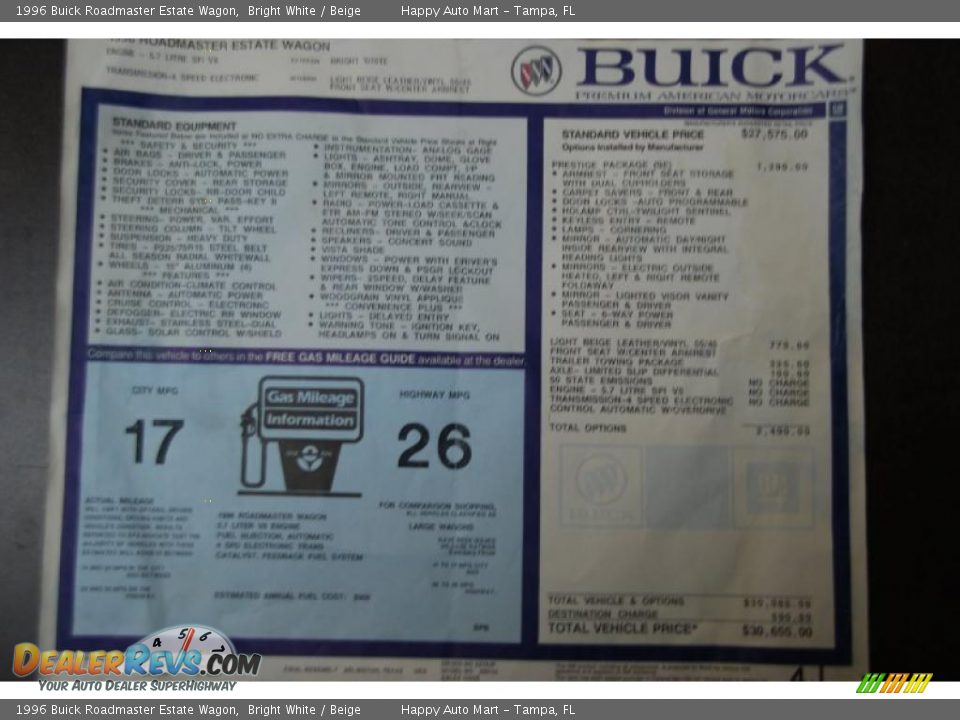 1996 Buick Roadmaster Estate Wagon Bright White / Beige Photo #30